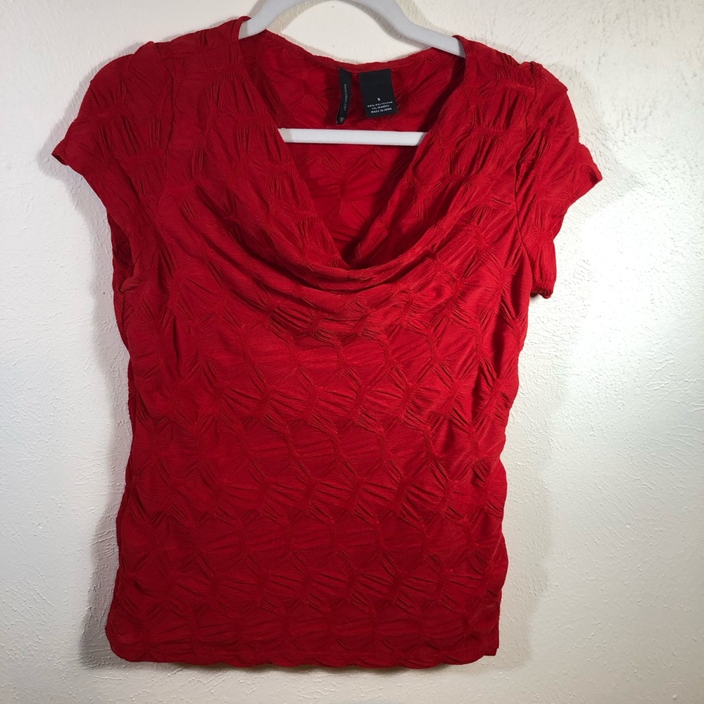 Red Shirring Top in Size S